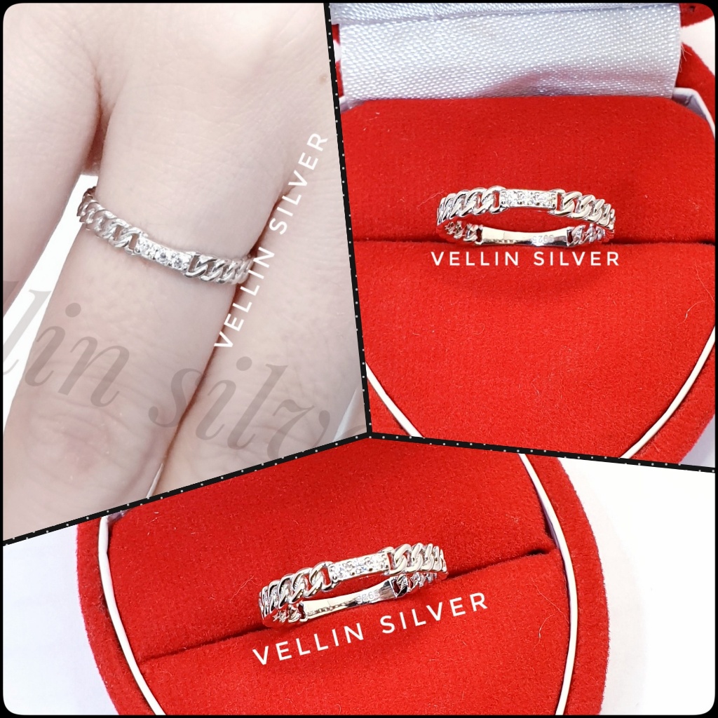 Cincin Perak Wanita Silver 925 Asli Lapis Emas Putih - Cincin Sisik Naga Silver 925