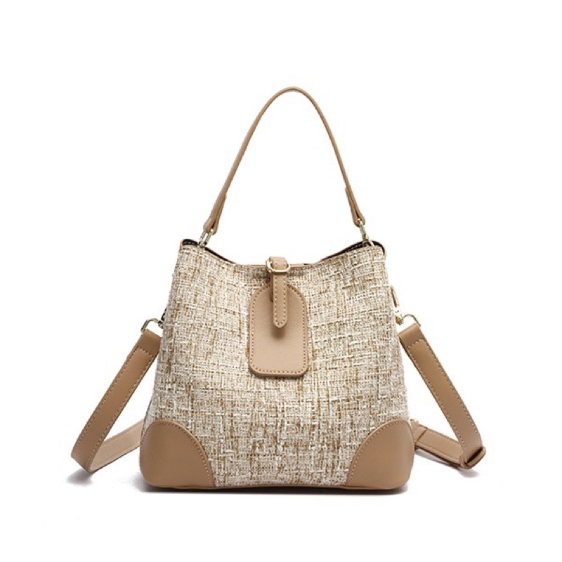 Tas Hana Lullaby Sling Tweed Bag Khaki