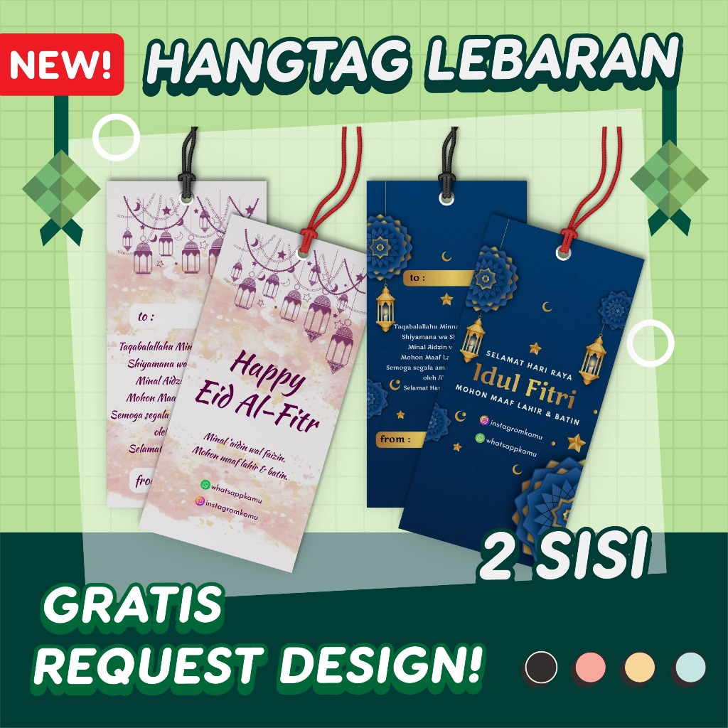 

Hang Tag Lebaran Idul Fitri Custom 2 Sisi | Label Hampers Free Design