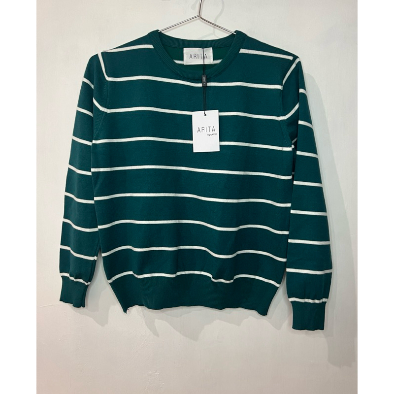 Arita Green Knit Stripe Sweater