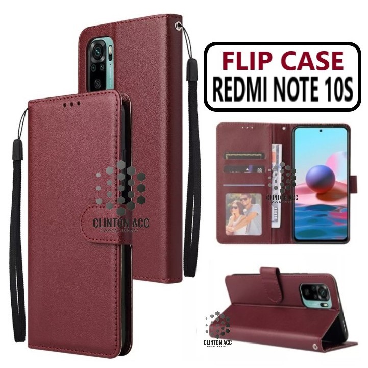 CASE HP XIAOMI REDMI NOTE 10S FLIP WALLET LEATHER DOMPET KULIT SOFTCASE PREMIUM FLIP COVER SARUNG BU