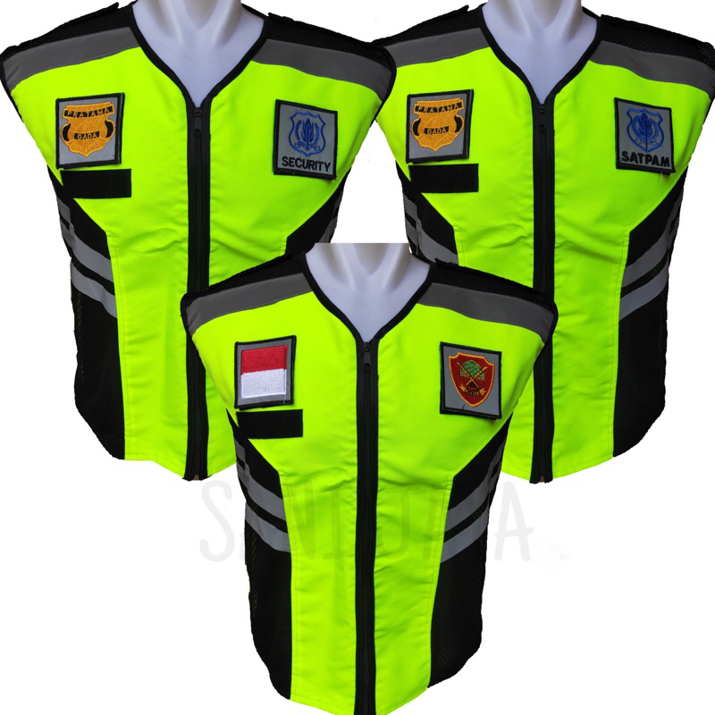 Rompi Security / Rompi Satpam Bahan Jala Kombinasi Taslan