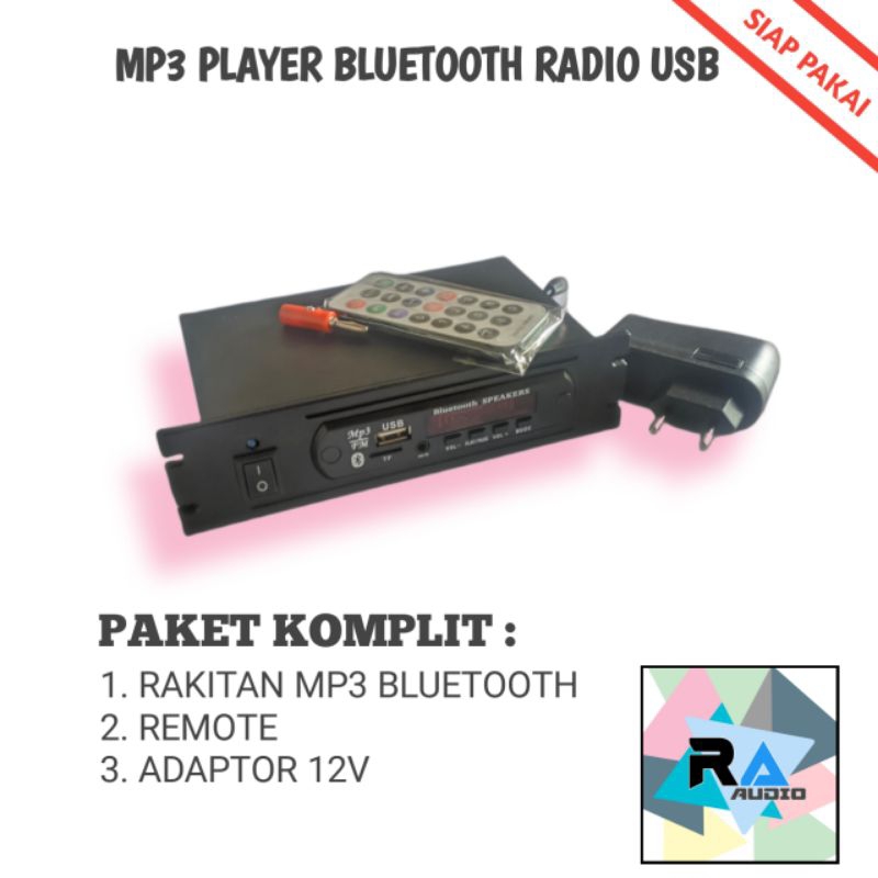 rakitan mp3 player bluetooth siap pakai+adaptor 12v