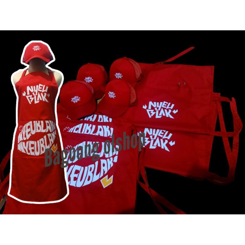 Apron Custom / Apron barista / Apron set topi / Celemek masak