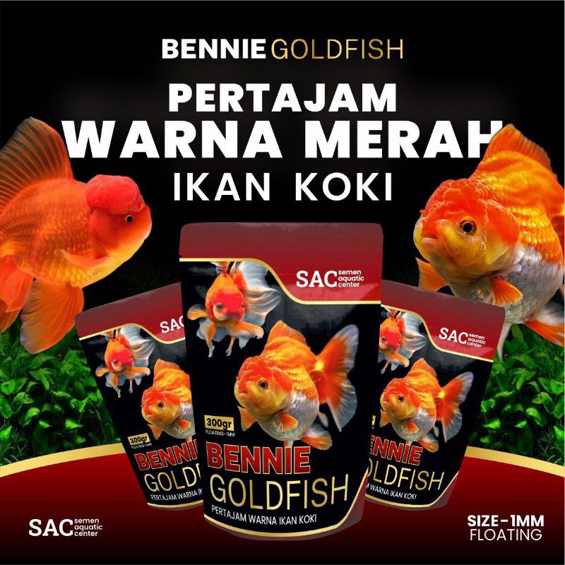 Makanan PREMIUM Pakan Pelet Ikan Koki Benni Gold Fish Untuk mempertajam warna Growth 500gr Agaru Miz