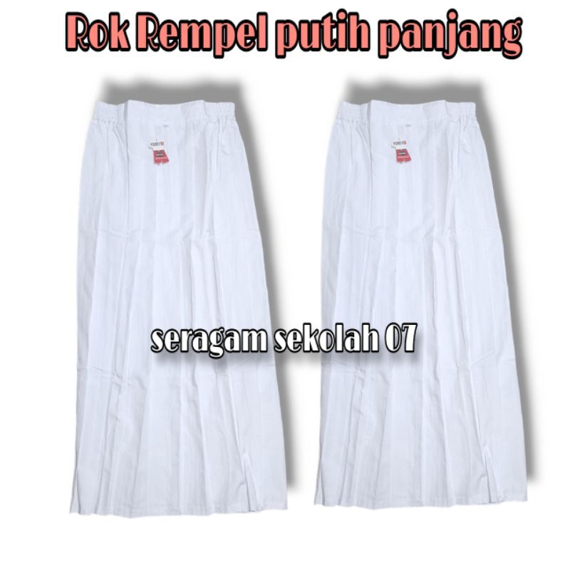 Rok Putih Sekolah SD SMP SMA Rok Panjang Rempel Lipat Bawahan anak perempuan