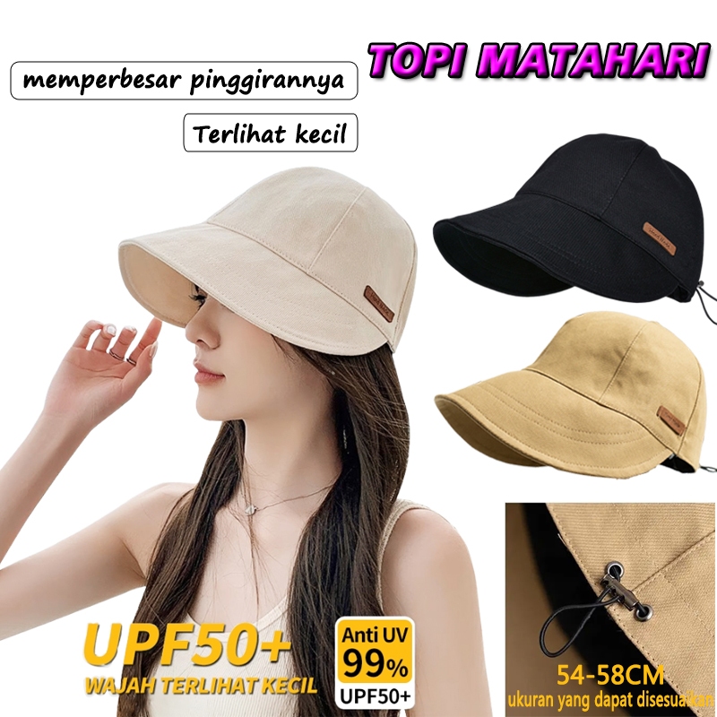 Topi Wanita Pantai Korea Perlindungan UV Topi Pelindung Matahari Topi Lebar Fashion Wanita Dengan Vi