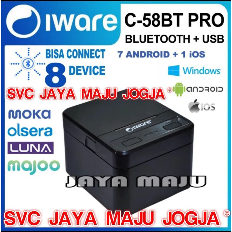 IWARE C58 BT PRO - BLUETOOTH 5.1  USB - SPEED  90 MM/S  ||  MINI PRINTER KASIR THERMAL - LINE PRINTI