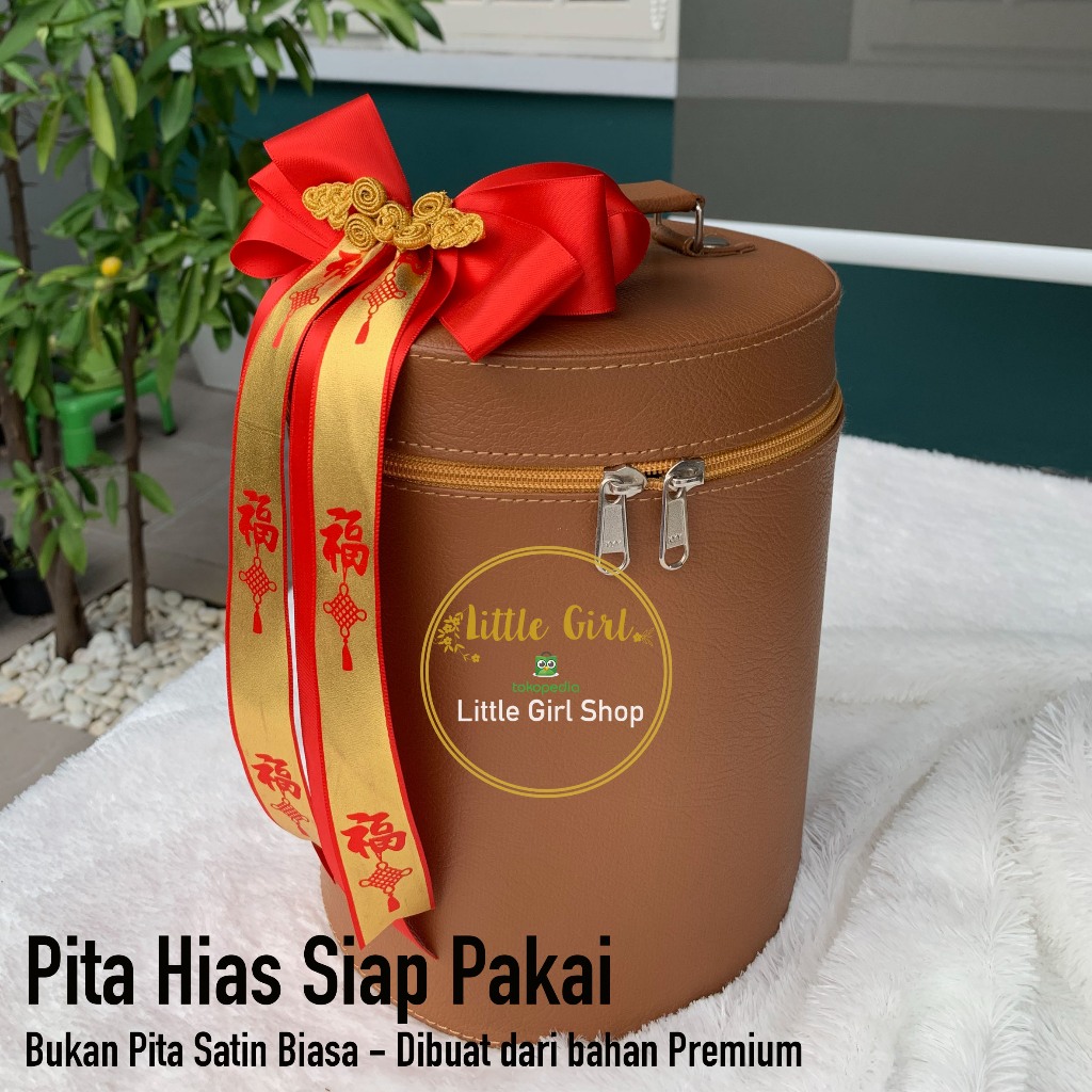 

Pita Imlek Siap Pakai - PREMIUM - Pita Satin Merah Chinese New Year - Little Girl Shop