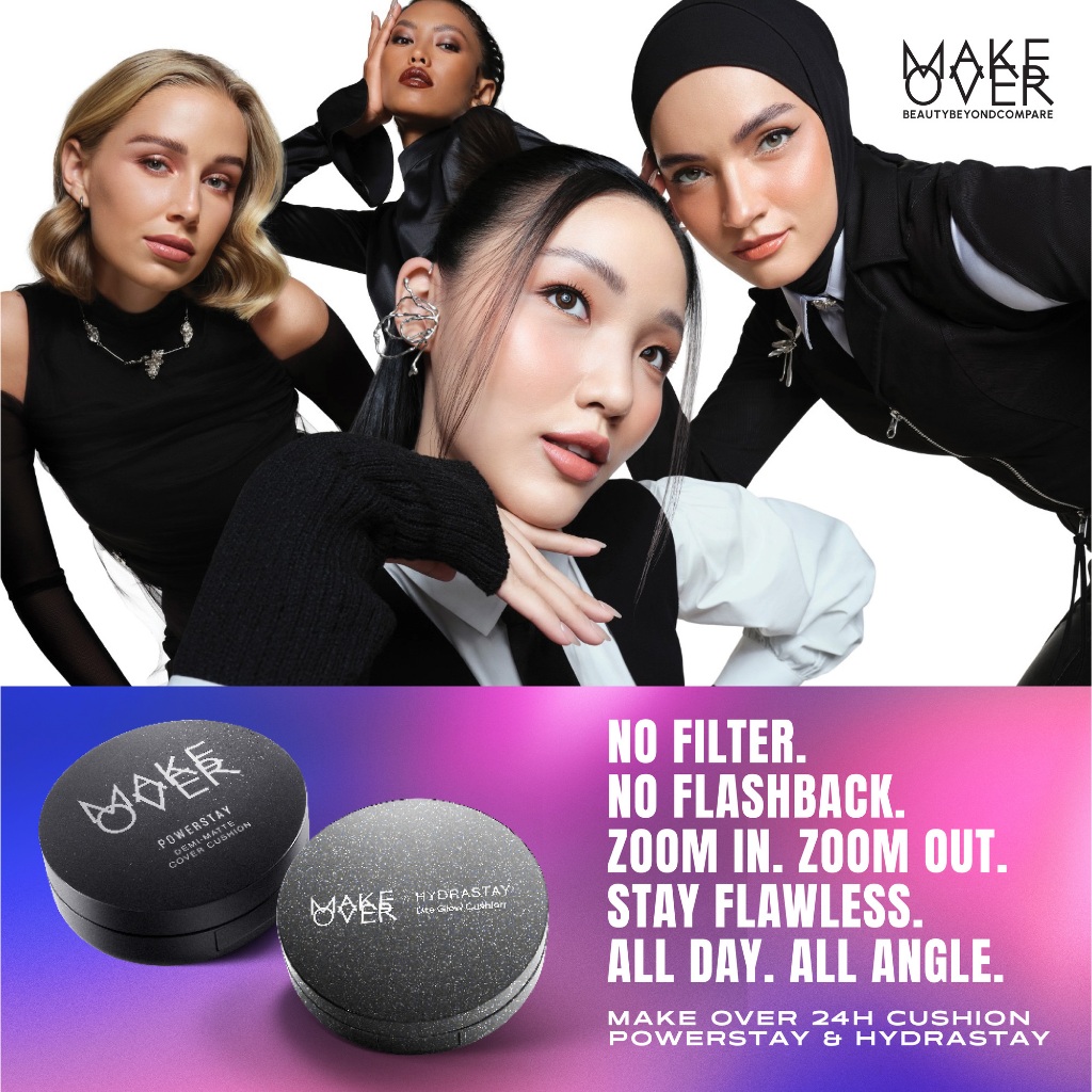 MAKE OVER Powerstay Demi-Matte Cover Cushion - Cushion matte high coverage BEST SELLER ringan oil control make up tahan lama 24 jam non-comedogenic Image 3