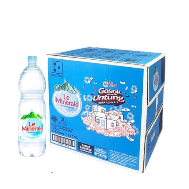 

[ Karton Botol Besar ] Le Mineral 1,5 Liter 1 dus isi 12 Botol