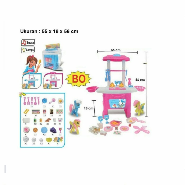 Mainan Kitchen Set Jumbo - Masak Masakan Bisa Nyala BO+Kuda Poni/Ukuran Besar Anak Perempuan Cewek/F