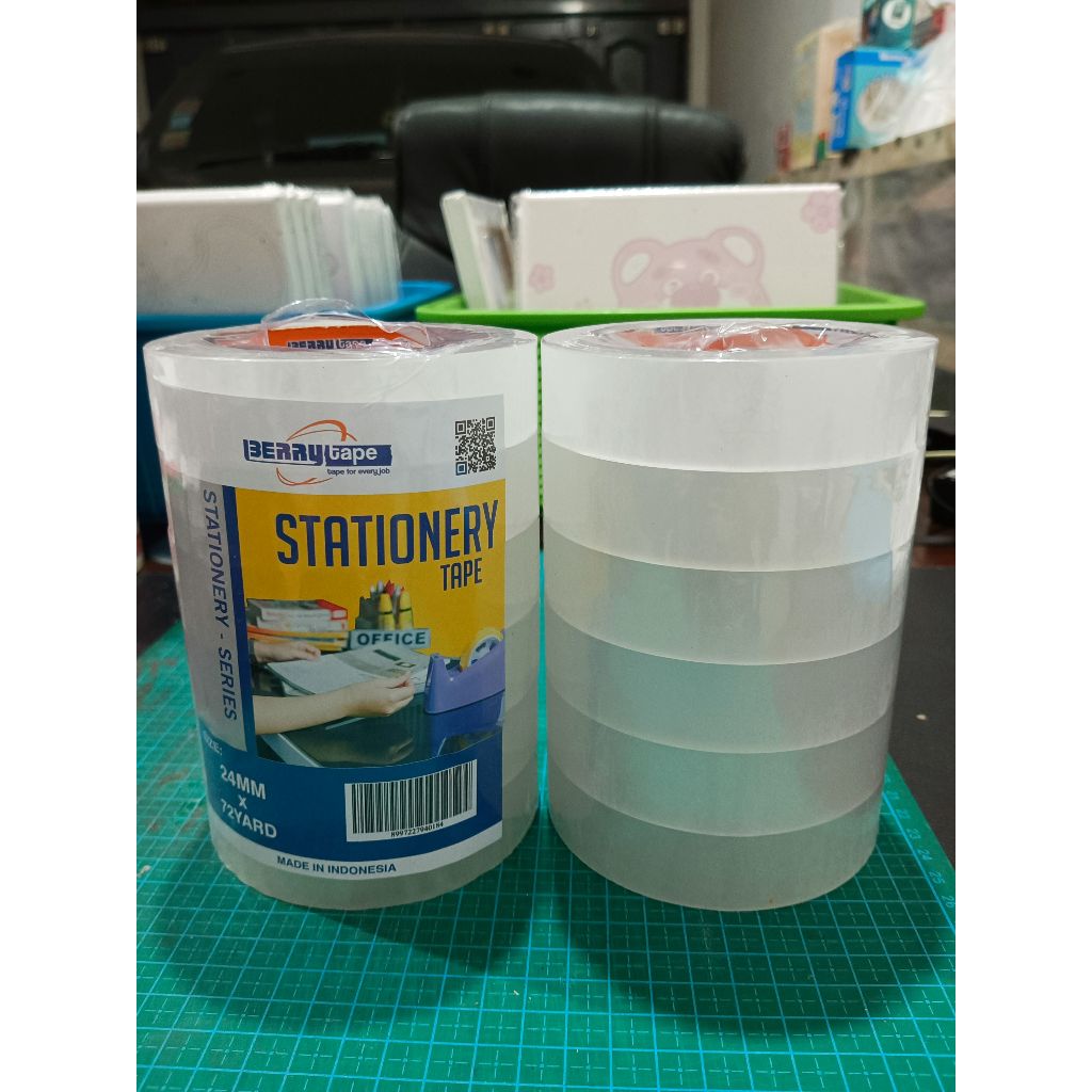 

SELOTIP ISOLASI LAKBAN BENING 1 PACK ISI 6 ROLL TAPE BERRY UK 24mm x 72 YARD KUAT ELASTIS