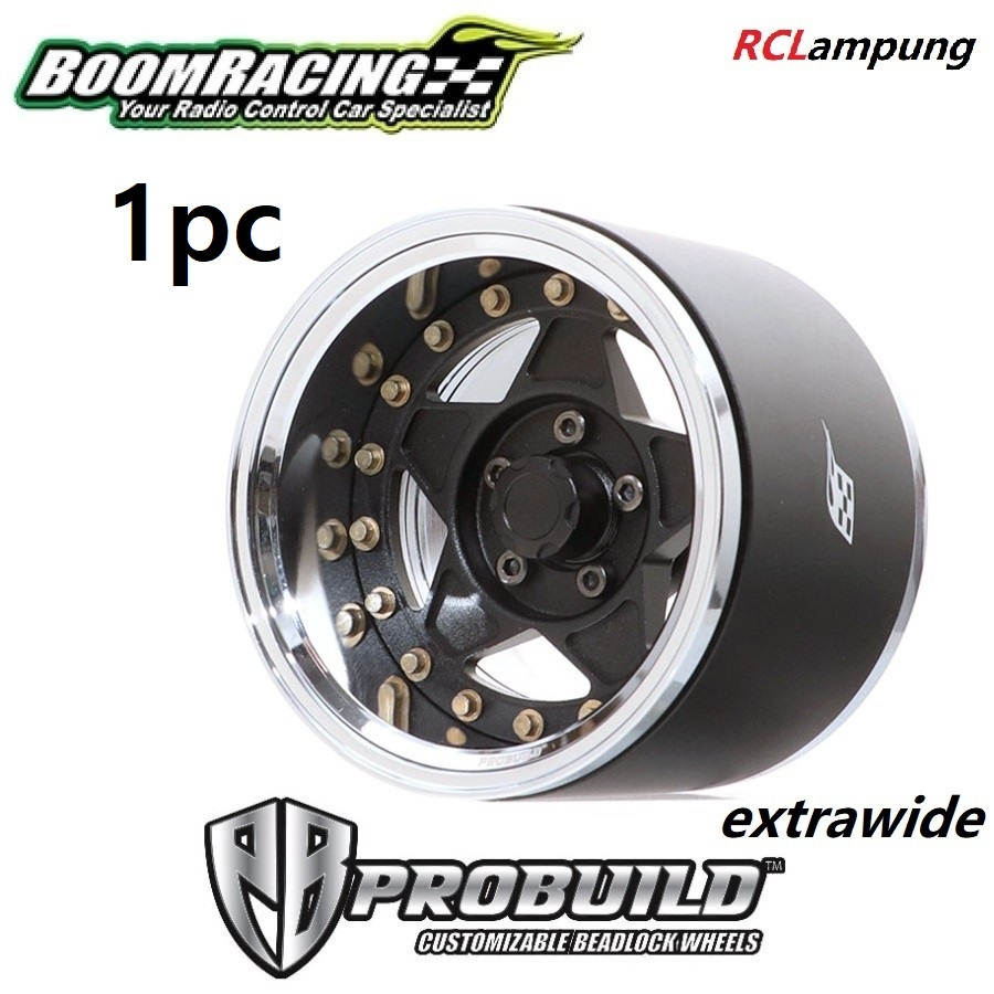 Boom Racing ProBuild 1.9 Extra Wide RTS Alloy Beadlock Wheels Velg 1/10 Rc Car  BRPB038CRMBK-EW mn99