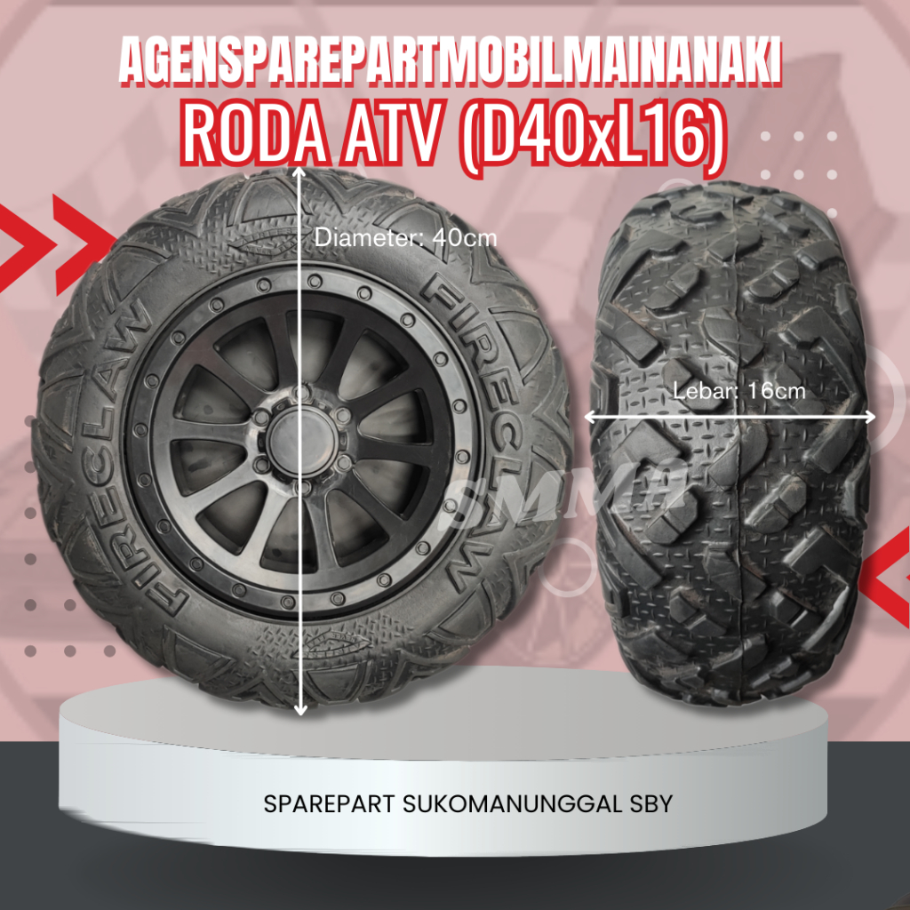⚡Ready⚡Ban Roda Mobil Mainan Aki Full Karet Ukuran 40cmx16cm Type Besar ATV/UTV Lain Roda Mobil Main