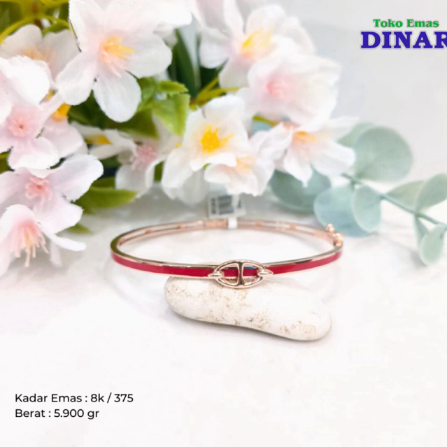 GELANG OVAL CAT ROSE GOLD-EMAS -EMAS MUDA -8K/375