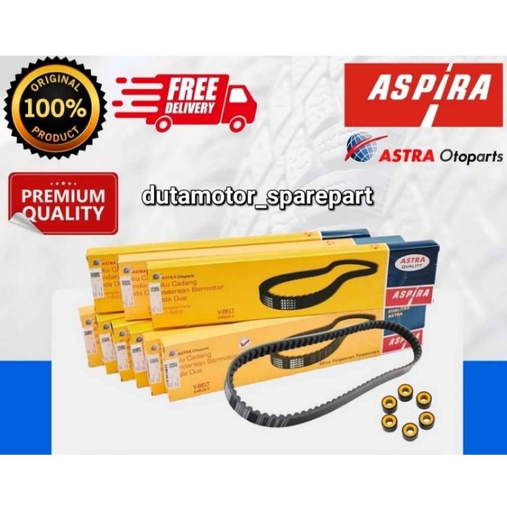 V-BELT PLUS ROLLER BEAT FI KZL ASPIRA V-BELT BANDO ASTRA OTOPARTS