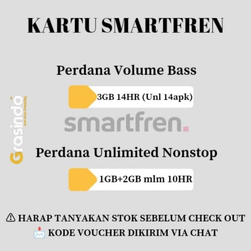 KARTU PERDANA SP SMARTFREN VOLUME BAS 3GB 14HR UNLIMITED NONSTOP 2GB+3GB Malam 30HR KUOTA TERMURAH