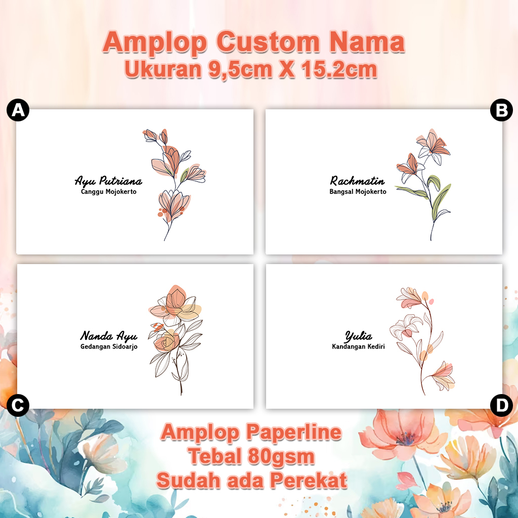 

Amplop Custom Nama untuk kondangan isi 50amplop