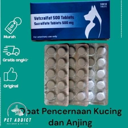 Obat Vetcralfat Sucralfate Sucralfat 500mg Diare Mencret Muntah Mual Berak Darah pada Anjing Kucing.