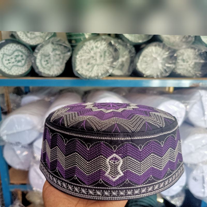 Peci haji songkok peci kopiah TEROMPAH Nabi Muhammad Saw HITAM PUTIH Peci Assagofah Terompa peci
