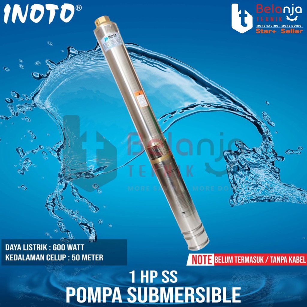Mesin Pompa Air Satelit Inoto 1 HP Stainless Submersible Pump 600 Watt 70 Meter 4 Inch