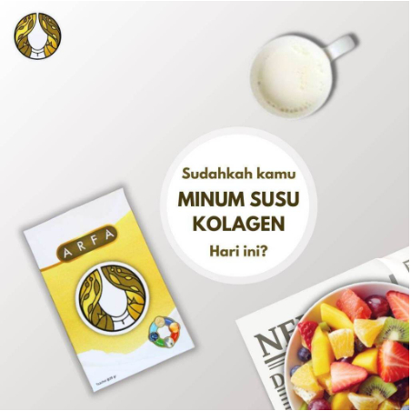 

SUSU COLLAGEN ARFA / SUSU KAMBING ETAWA ARFA SUSU BUBUK 1 BOX ISI 10 SACHET ORIGINAL.
