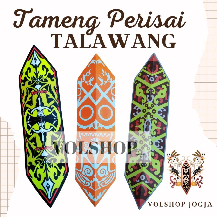 AKSESORIS KOSTUM PERISAI TAMENG BORNEO Adat PAPUA DAYAK TALAWANG KALIMANTAN PROPERTI KOSTUM KARNAVAL