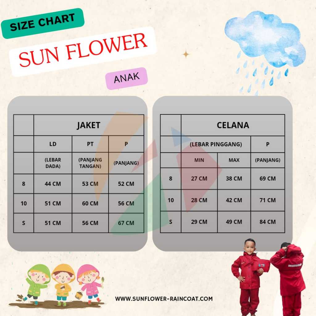 Jas Hujan Sunflower Ukuran Anak-anak