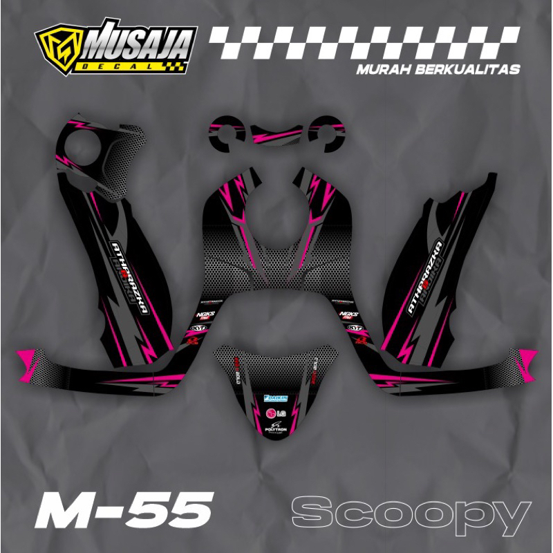 decal scoopy hitam pink full body - dekal scoopy new