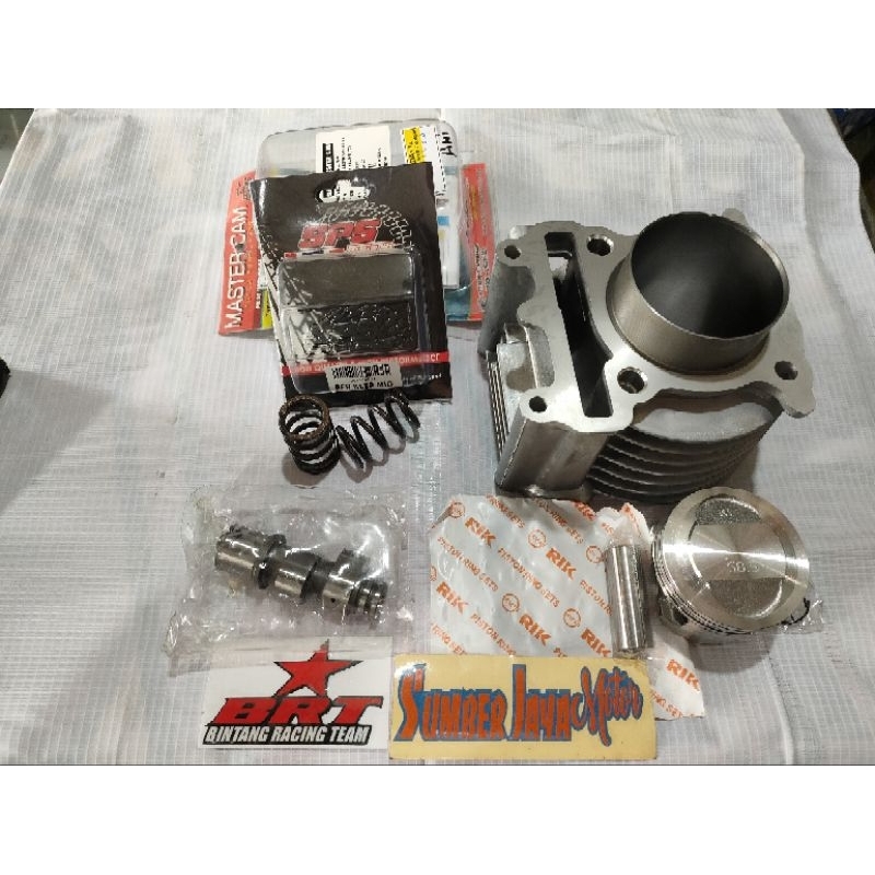 Paketan Bore Up MIO karbu 150cc Paket Bore Up MIO 150cc blok seher 58,5mm per klep Racing Noken BRT 