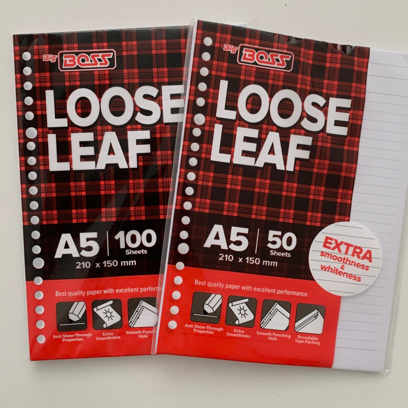 

Loose Leaf Garis Big Boss A5 50 lembar dan 100 lembar | Refill Binder Kertas Binder