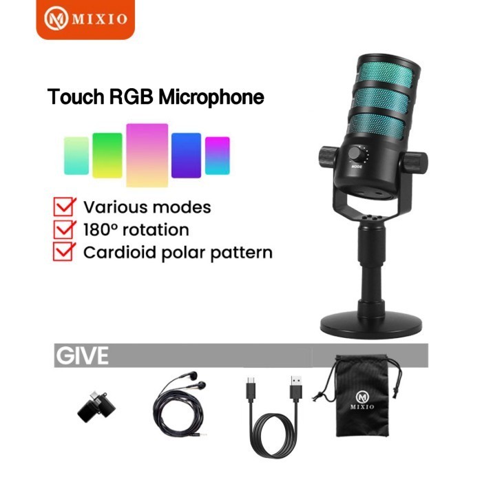 MIXIO TL-H1 Condenser Microphone USB Type-C with RGB Streaming &Gaming