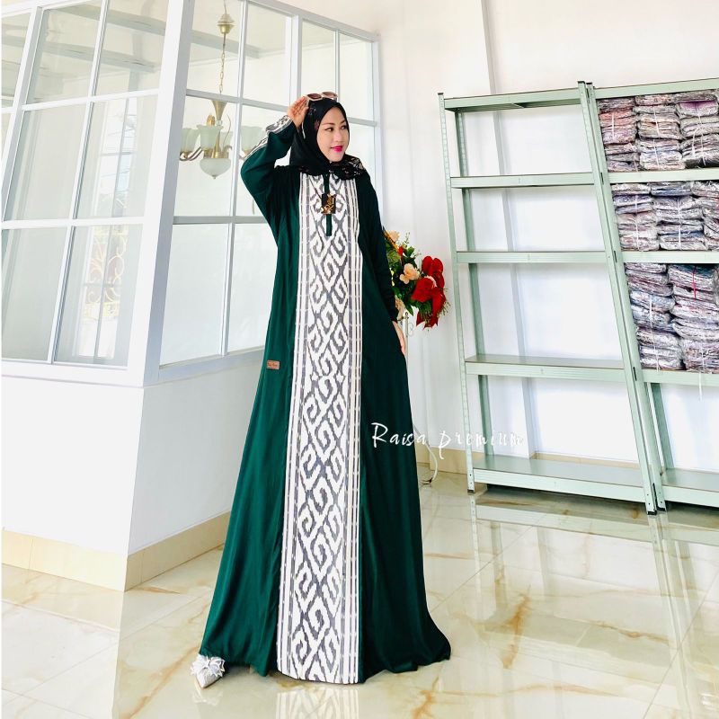 Gamis Dress twill polos mix tenun jumbo