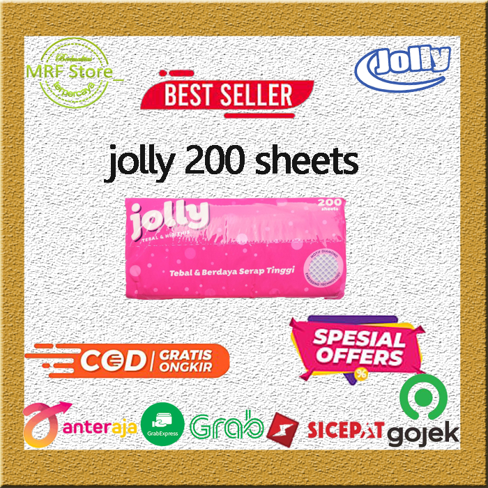 TERLARIS TISSUE JOLLY 4 PCS 2 PLY// TISU MAKAN // TISU WAJAH LEMBUT DAN HALUS