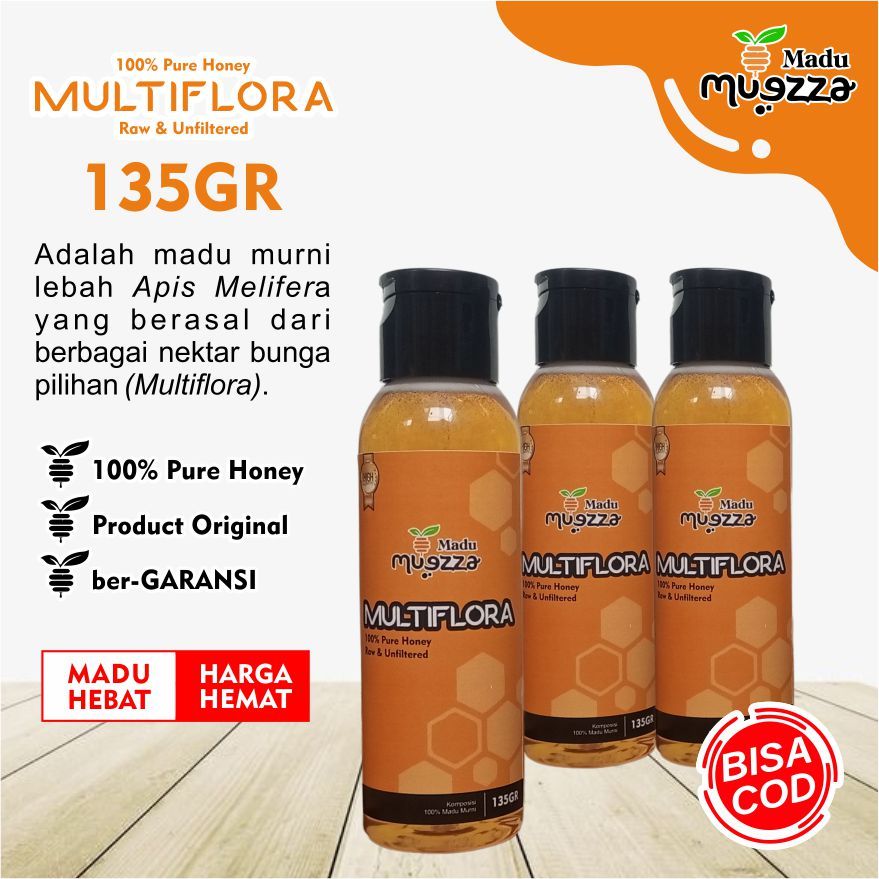 

MADU MULTIFLORA Grade A uk. 135GR , 100% PURE NATURAL HONEY , Madu Muezza MADU ASLI MURNI ALAMI dari NEKTAR BUNGA MULTI FLORA