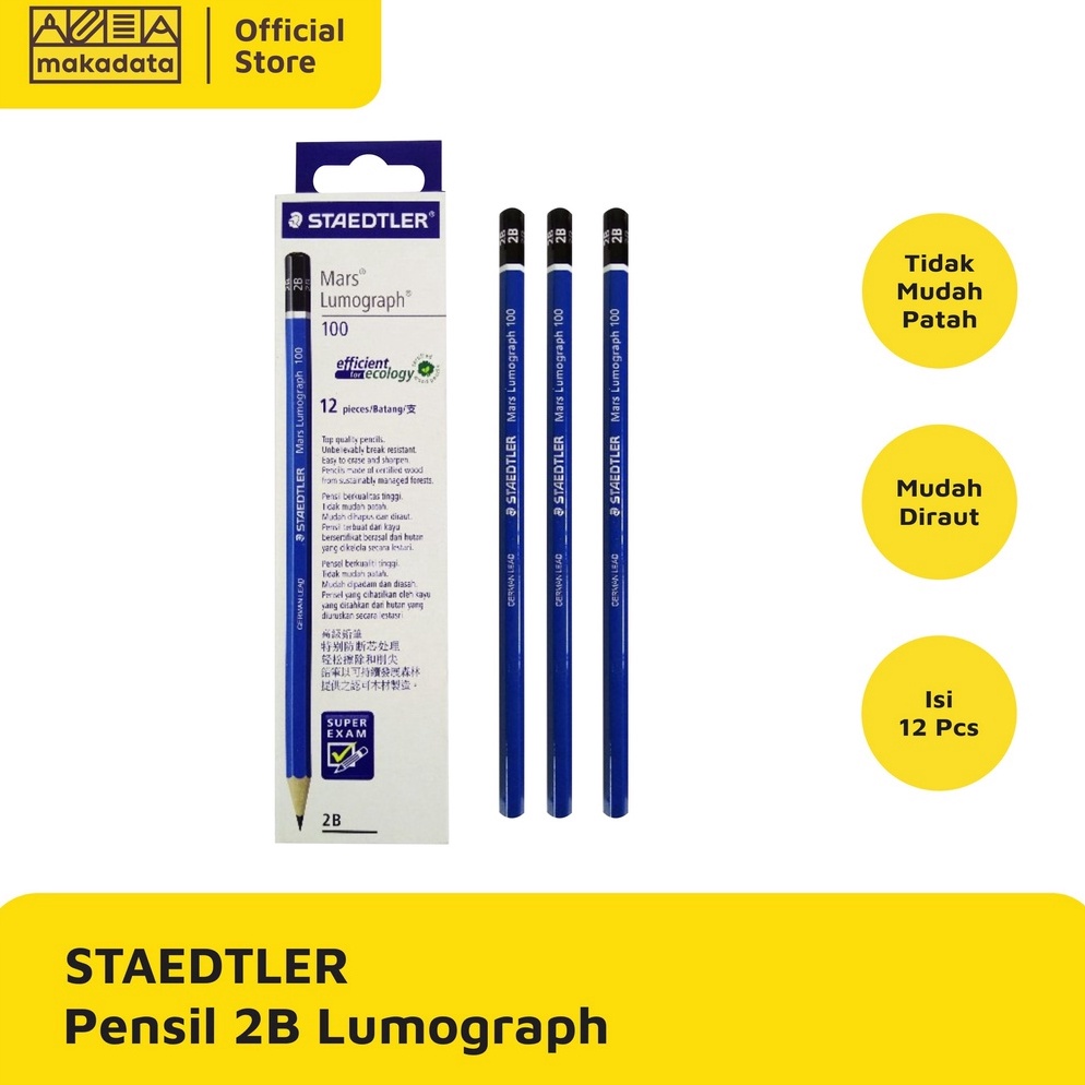 

ART M52C PENCIL PENSIL 2B STAEDTLER BIRU LUMOGRAPH 1PACK MURAH