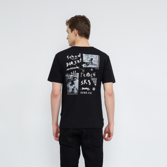 Baju Kaos Cowok Surfing Vintage School Doest Hitam