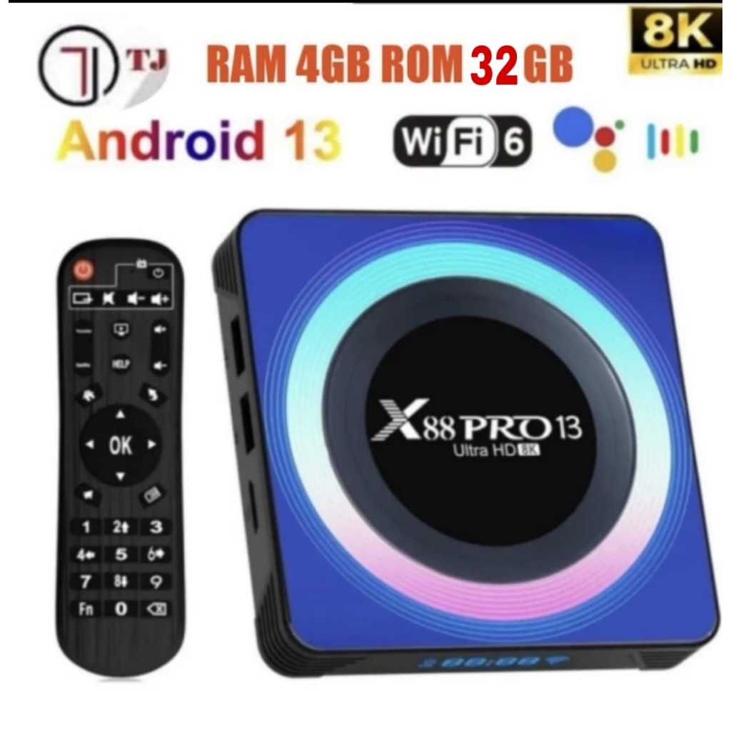 Tjbox Android Tv Box X88 Pro 13 4GB/32GB RK3528 Quad-Core Cortex-A53