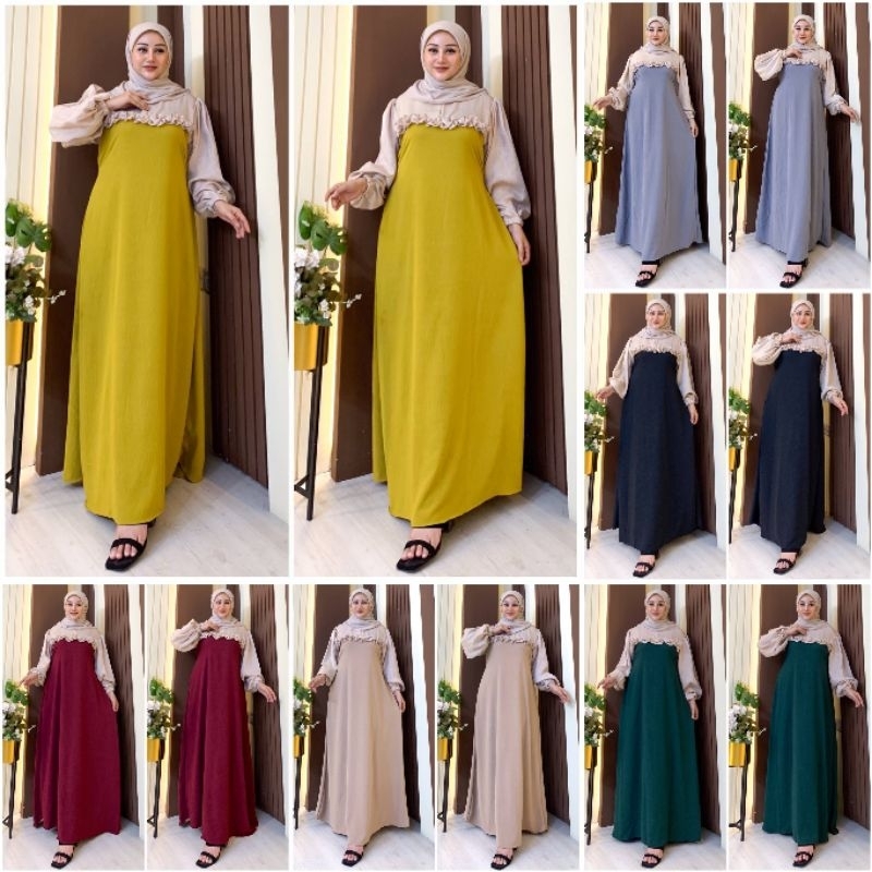 DRESS REMPEL KOMBINASI|DRESS TERBARU|DRESS WANITA|DRESS|DRESS SET HIJAB|GAMIS WANITA KEKINIAN|GAMIS 
