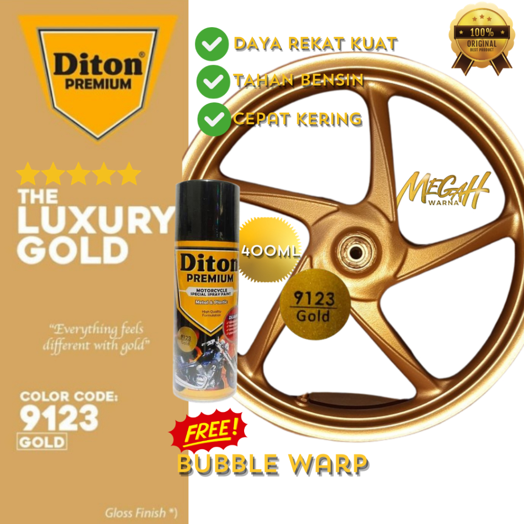 Pilok Pilox Cat Semprot Diton Premium 400cc Luxury Gold 9123 Warna Emas