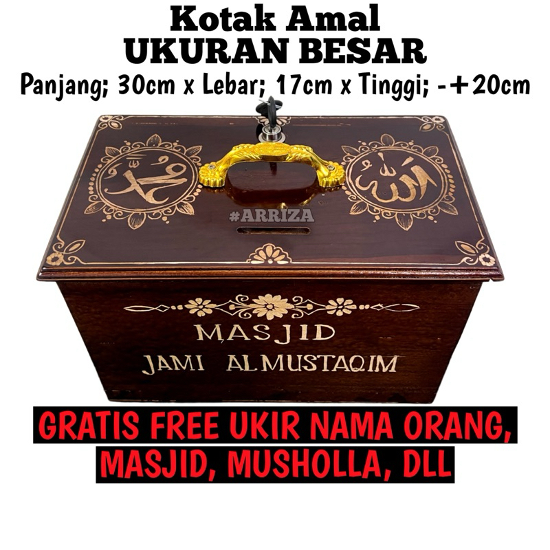 Kotak Amal Besar / Kotak Infaq / Celengan / Kotak Donasi / Tempat Penyimpanan Uang / Kotak Amal Kayu