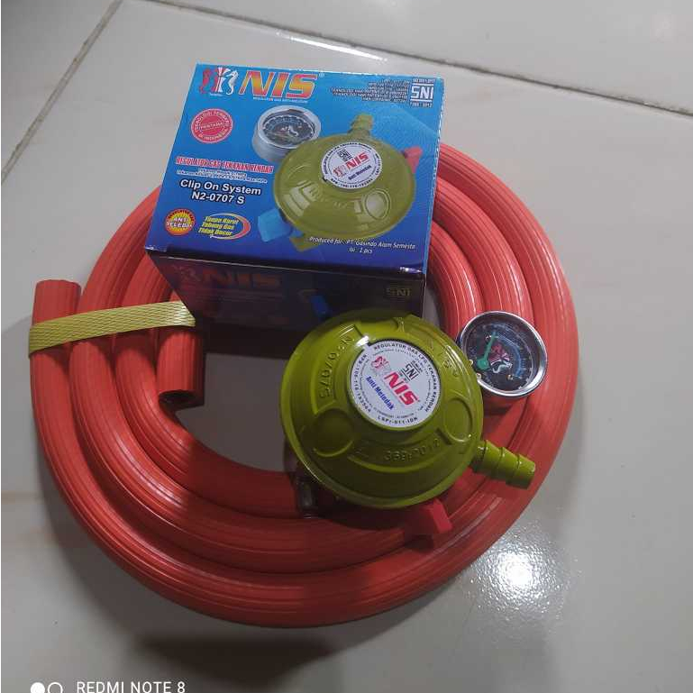 Regulator Gas NIS N2 0707 S  LPG Double Lock Tekanan Rendah Selang gas LPG 700 PSI Orange
