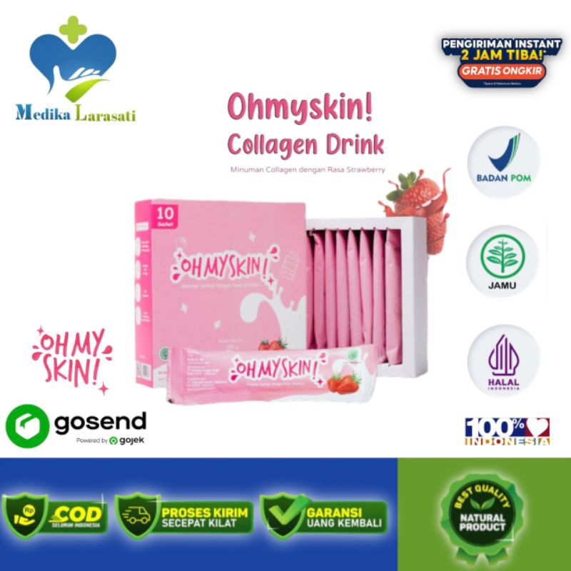 Oh My Skin Collagen Beauty Drink BPOM / Collagen Drink Minuman Kesehatan mencerahkan kulit Isi 10 Sa