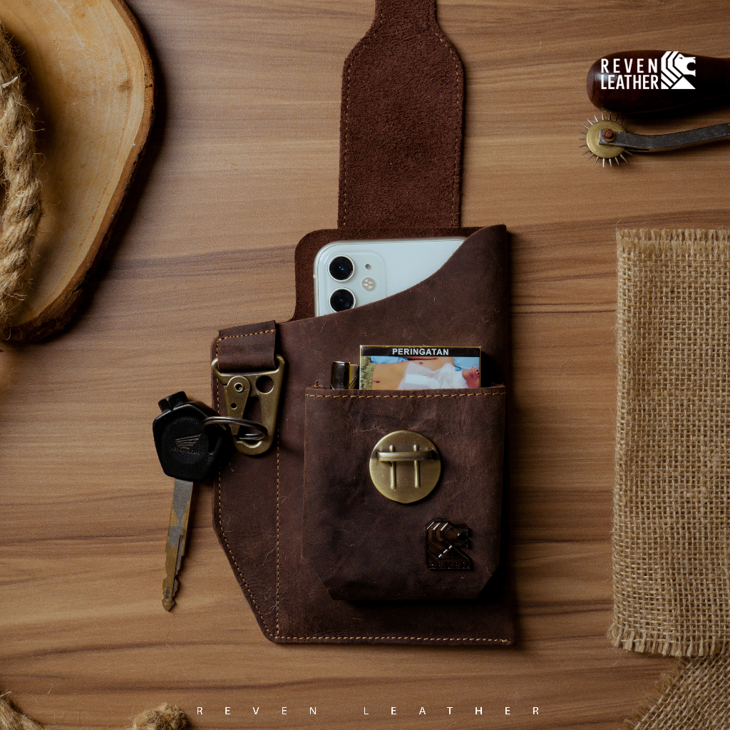 Tas Pinggang Kulit Pria Asli Original Branded Premium - PENTADOR SMARTPHONE BAG
