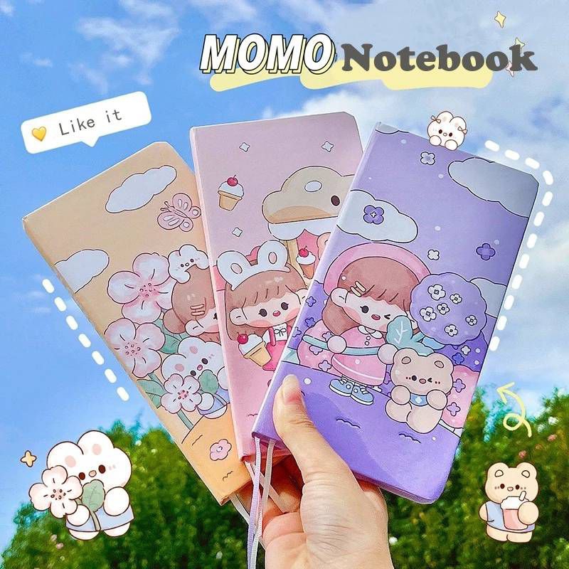

Notebook Hard Cover/ Buku Tulis Persegi Panjang Uk 9.5cm x 19cm Motif Warna Warni/ Buku Journal Aesthetic Sticker Momo Jurnal