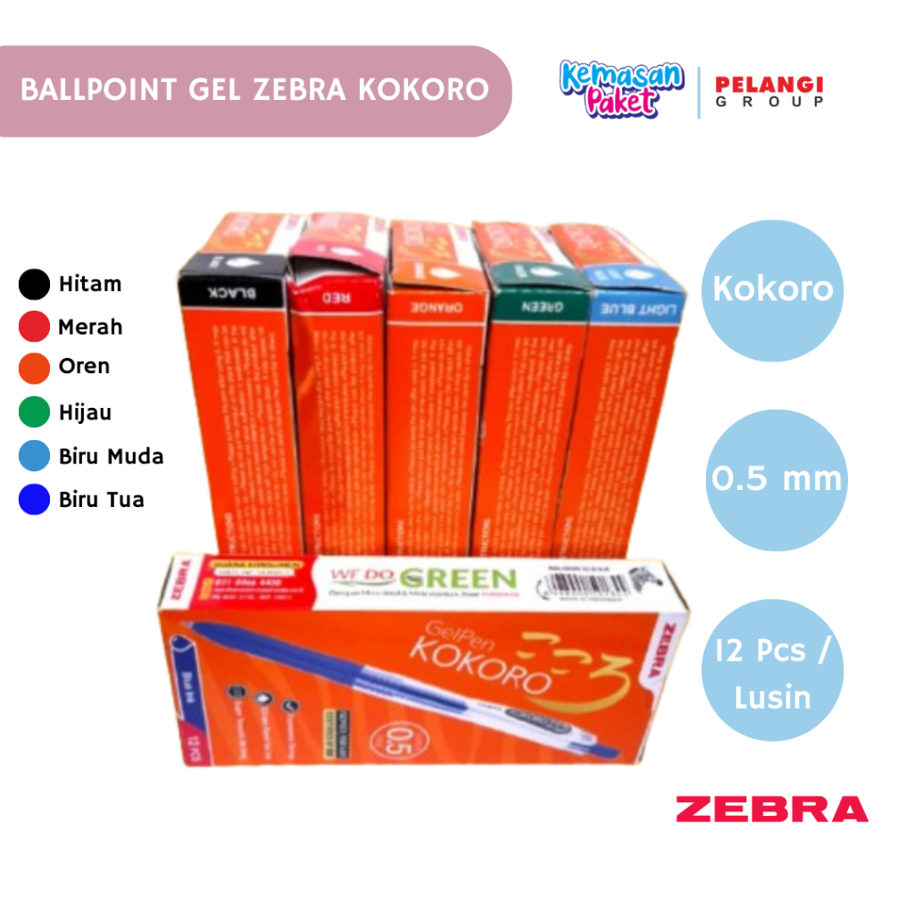 PULPEN KOKORO GEL / PULPEN KOKORO WARNA WARNI / BOLPEN KOKORO ZEBRA / BOLPOINT KOKORO GEL