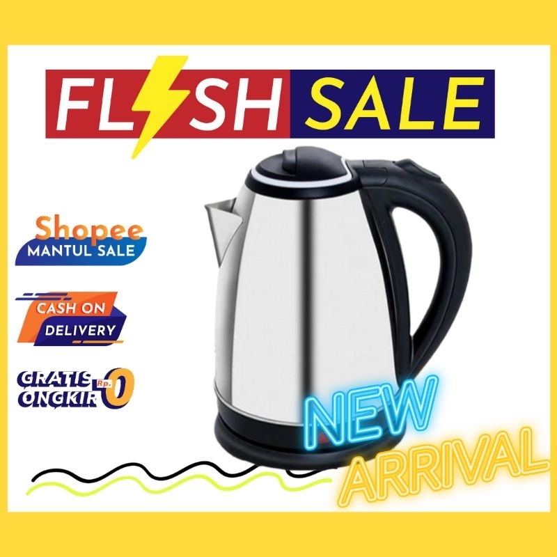 Teko Listrik Pemanas Air Electric Teko Stainless Listrik Kettle ketel besar otomatis stainless 1.8L 