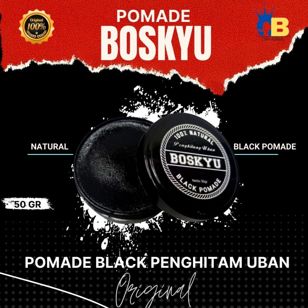 BOSKYU Black Pomade Penghitam Rambut Uban Alami 50 gr