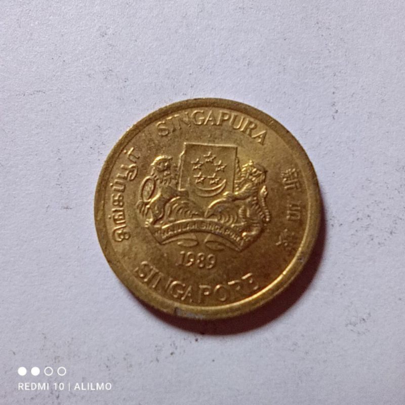 uang koin 5 cent singapura tahun 1989
